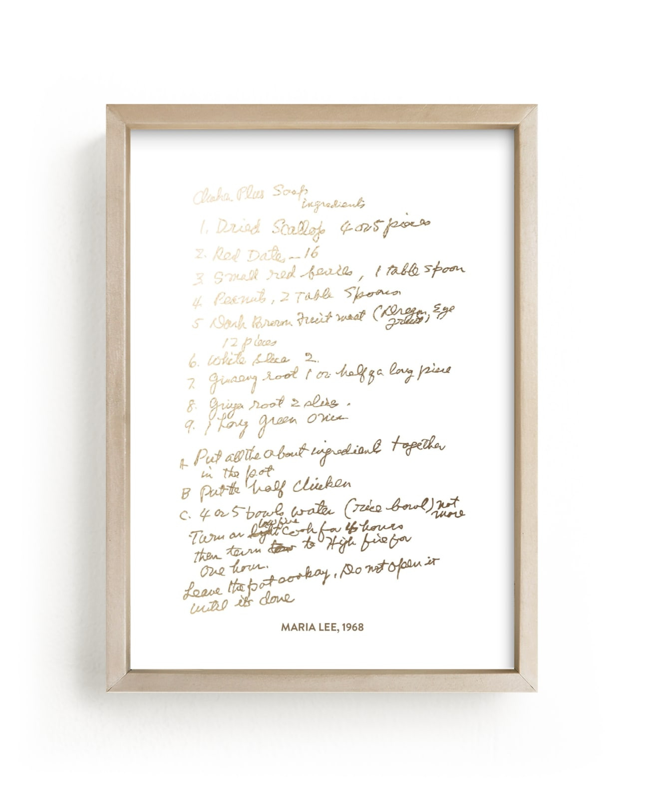 "Your Recipe as a Foil Art Print" - Completely Custom Foil-pressed Art Print by Minted. | Minted