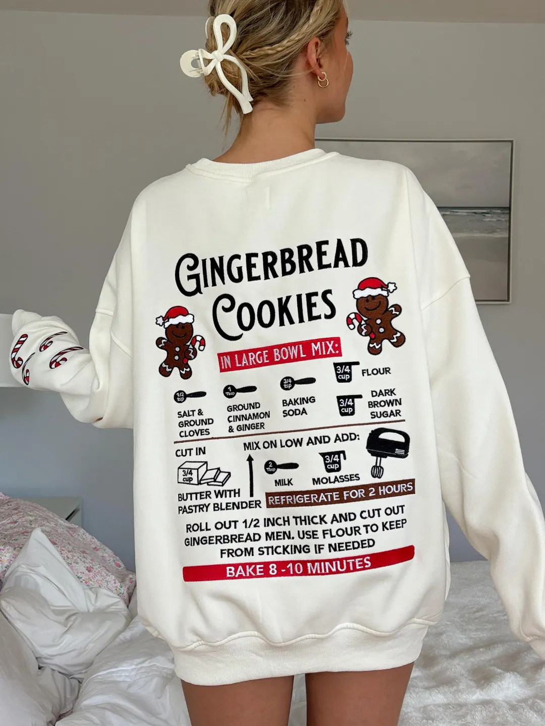 Ivory Gingerbread Recipe Christmas Embroider Sweatshirt - Etsy Canada | Etsy (US)