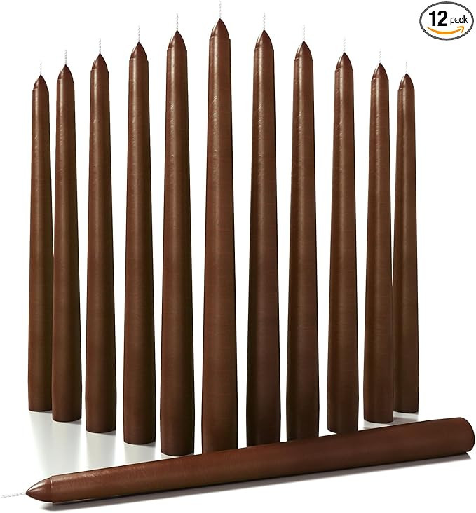 CANDWAX 10 inch Candlesticks - Set of 12 Dripless Tapered Candles - Brown Candles for Home Decor | Amazon (US)
