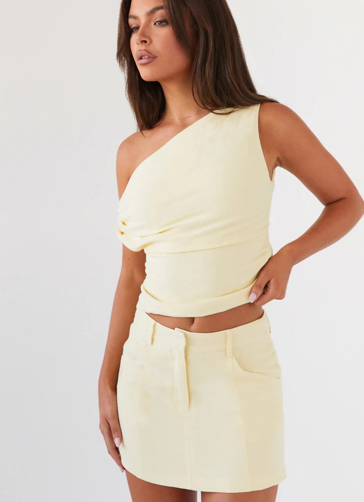 Marissa Linen Mini Skirt - Lemon | Peppermayo (Global)