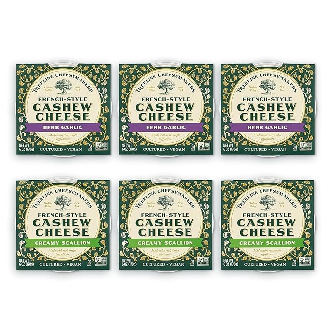 Treeline Variety Pack French-Style Cashew Cheese 6 oz, 6-Pack (Herb Garlic, Scallion) | Amazon (US)