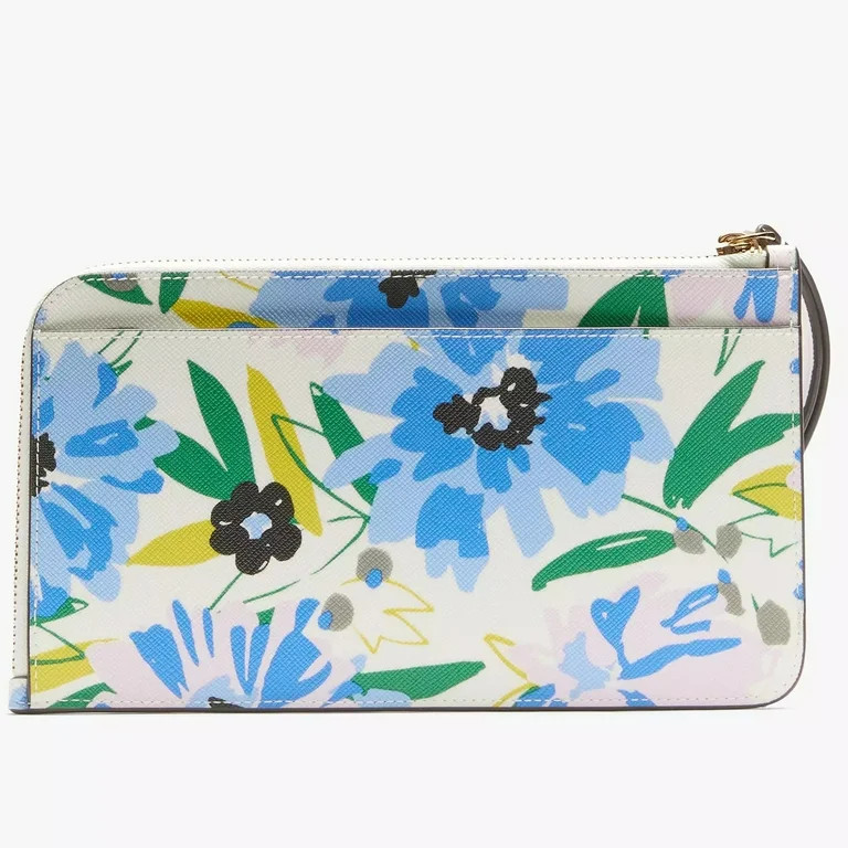 Kate Spade New York Women's Lucy Floral Medium L-Zip Wristlet (Cream Multi) | Walmart (US)