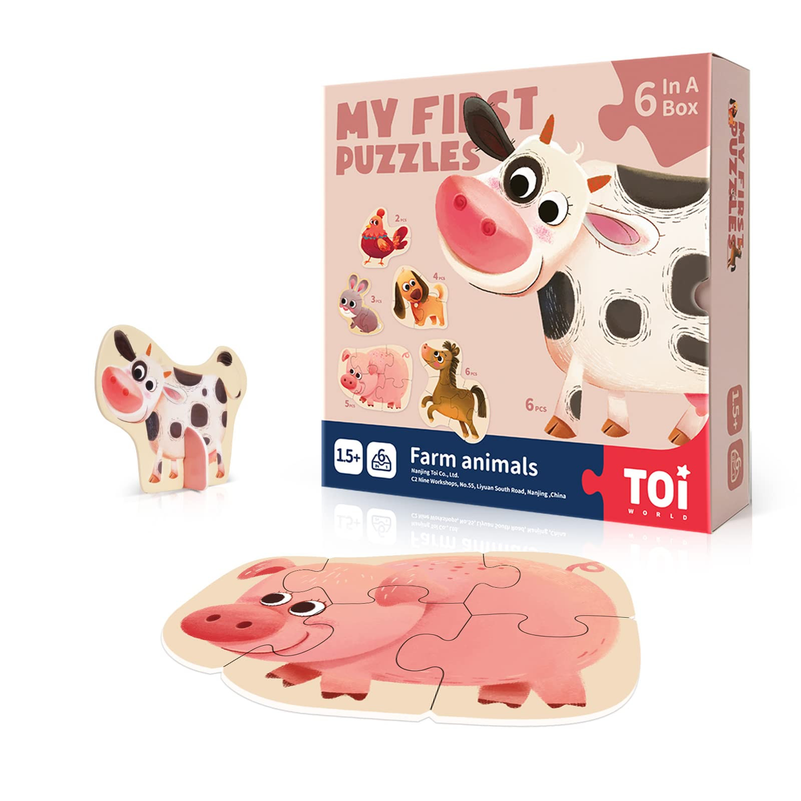 Toi 6 Packs Large Piece Toddler Jigsaw Puzzles for Kids Aged 2.5+, Animal Shaped Floor Puzzles fo... | Amazon (US)