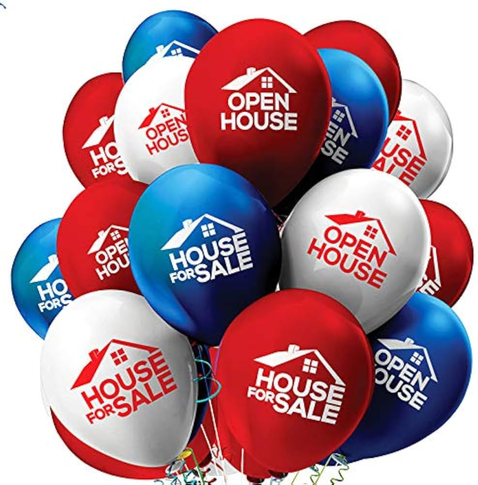 House for Sale Balloons - 72 Metallic Red, Blue, White Open House Balloons for Real Estate - Real... | Amazon (US)