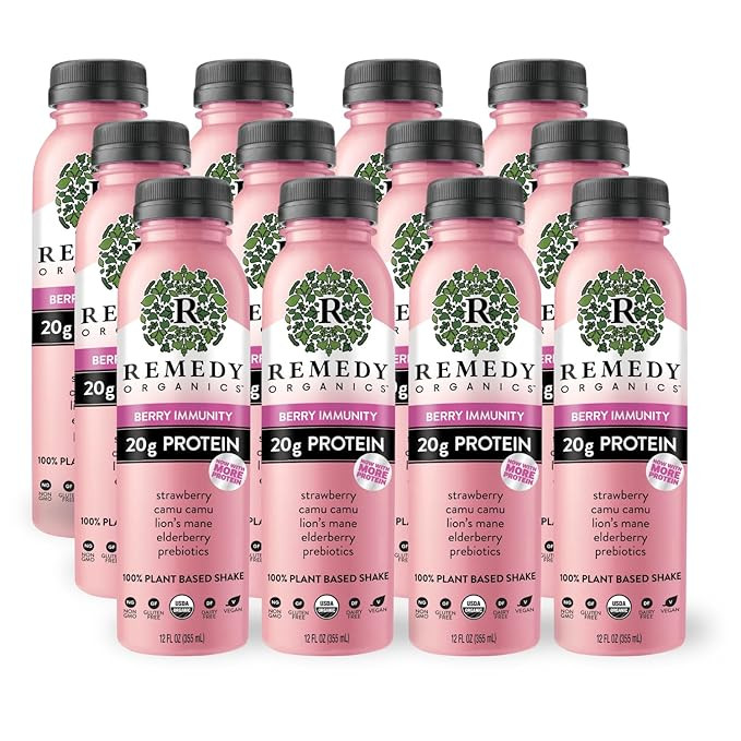 Remedy Organics Berry Immunity 12-Pack | Plant Based 20g Protein Shakes, Ready to Drink | USDA Or... | Amazon (US)