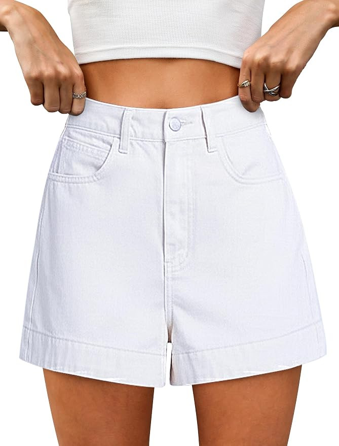 Eddoyee Jeans Shorts for Women Stretchy Bermuda High Waisted Distressed Ripped Roll Up Denim Shor... | Amazon (US)