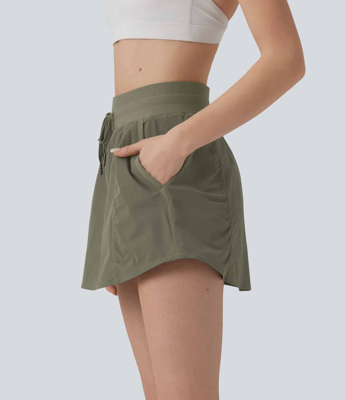 Women’s High Waisted Drawstring Mini 2-in-1 Workout A-line Skirt with Pockets - Halara | HALARA