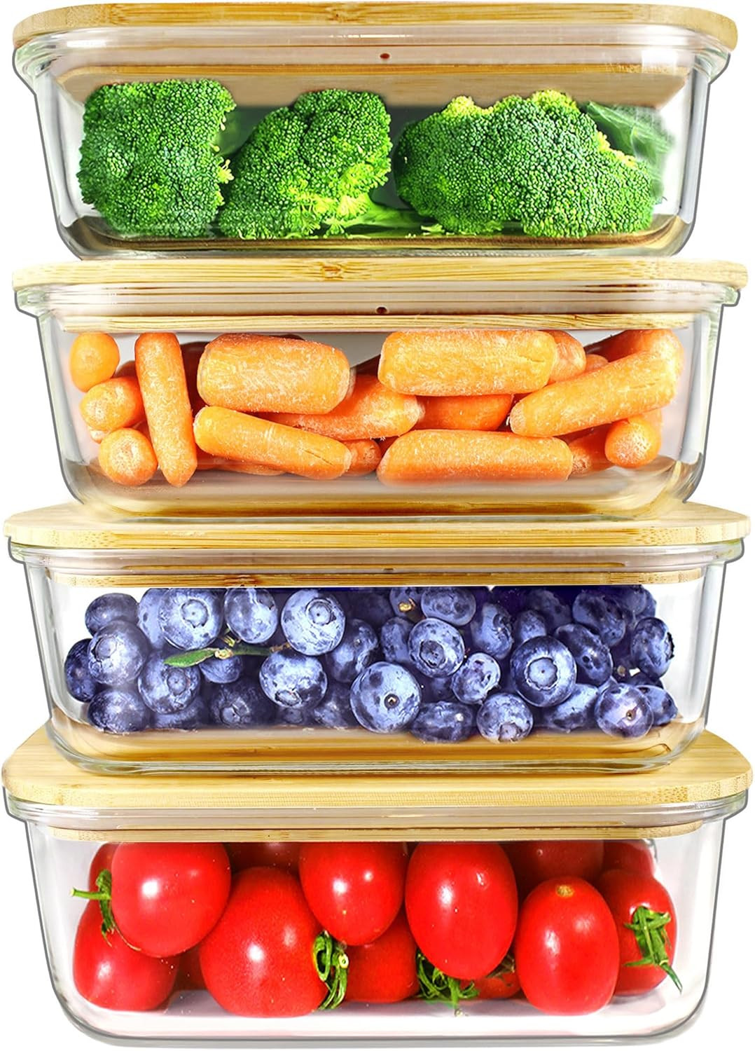 Urban Green Glass Containers with Wood Lids, Set of 4, Wood Glass Storage Containers with Lids, F... | Amazon (US)