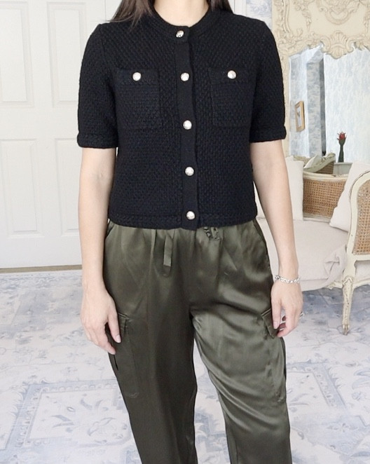 I love pairing unexpected pieces together for a unique and chic look. Today’s outfit is all about mixing textures with a Chanel-inspired vibe and effortless comfort.

I’ve styled this beautiful Goelia Cardigan with the luxurious Lilysilk Safari silk trousers. The knit of the cardigan contrasts beautifully with the light, flowy silk, creating a look that’s both cozy and elegant.

To complete the look, I added a classic black handbag and these gorgeous Jon Josef Gatsby velvet smoking slippers. 



Swipe to see the look! 💫



This outfit is not only comfortable but effortlessly chic! Would you try mixing these textures? Let me know in the comments! 💕

#OOTD #EffortlessStyle #ChicAndComfortable #TexturedFashion #DailyConnoisseur #TenItemWardrobe #ElevatedEssentials #ElegantStyle #Goelia #Lilysilk #TeddyBlake

#LTKSeasonal #LTKFallSale #LTKStyleTip