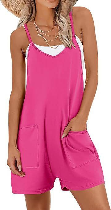 ANRABESS Womens Rompers Summer Casual Loose Sleeveless Overalls Spaghetti Strap Shorts Jumpsuit 2... | Amazon (US)