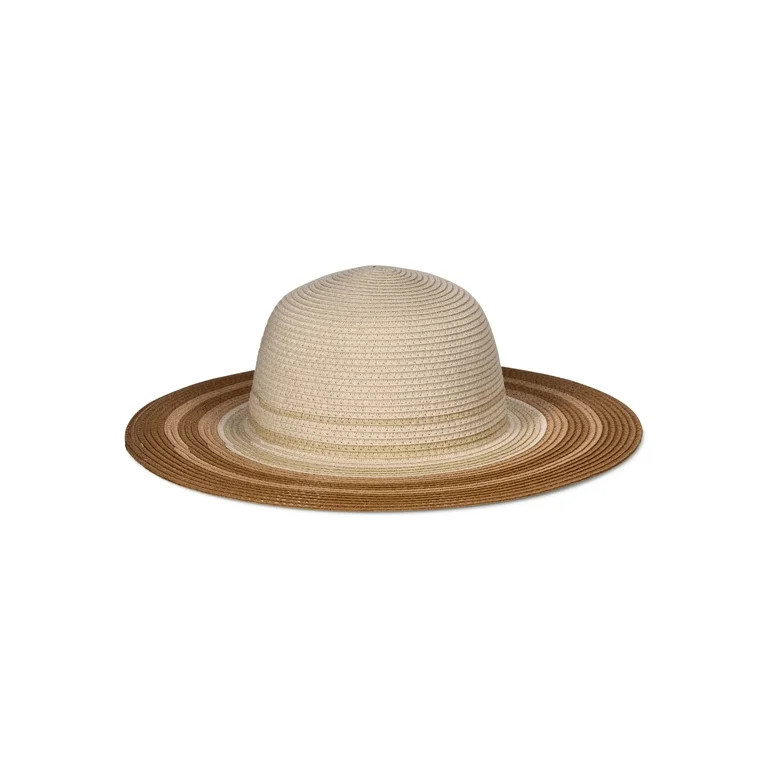 Time and Tru Women's Striped Floppy Straw Hat | Walmart (US)