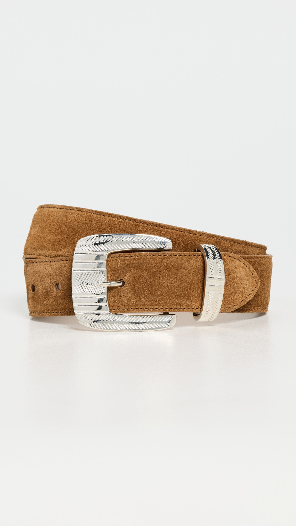 L'AGENCE Aya Western Engraved Belt Cognac Suede M | Shopbop
