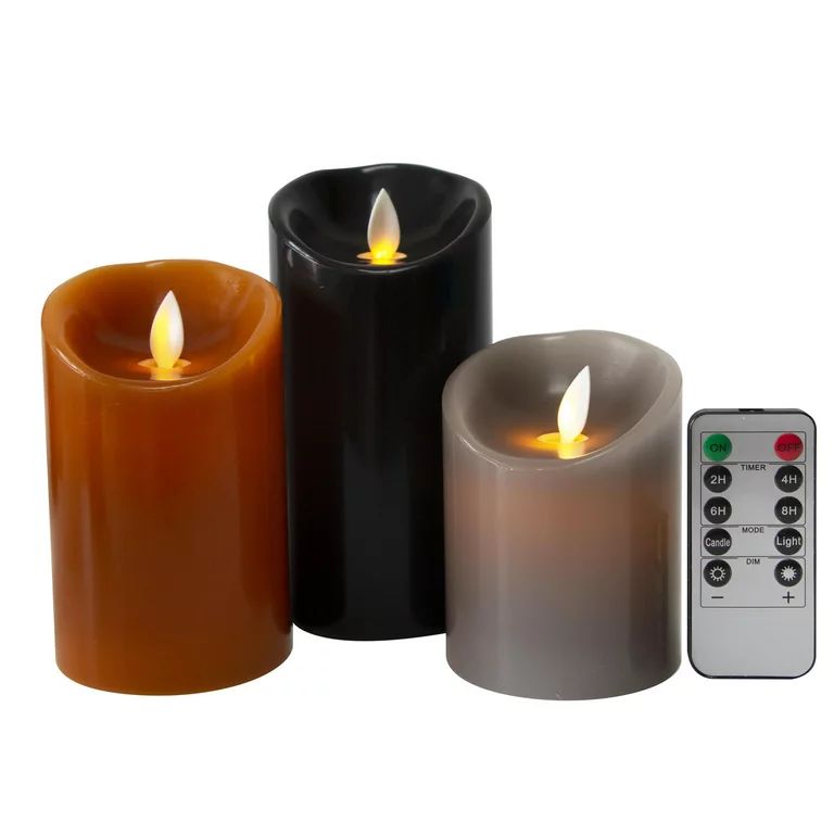 Kitch Aroma Set of 3 Assorted Grey/Brown/Black flameless Candles 3 x 4/5/6inch Battery Operated L... | Walmart (US)