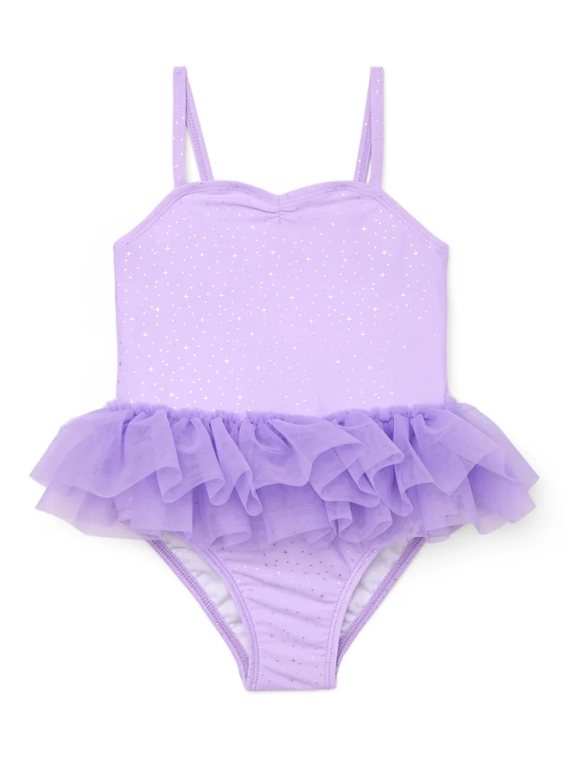 Wonder Nation Baby and Toddler Girls Tutu Swimsuit, 1-Piece, Sizes 12M-5T - Walmart.com | Walmart (US)