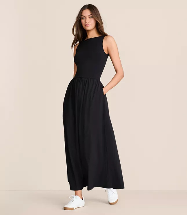 Lou & Grey Wanderweave Mixed Media Maxi Pocket Dress | LOFT
