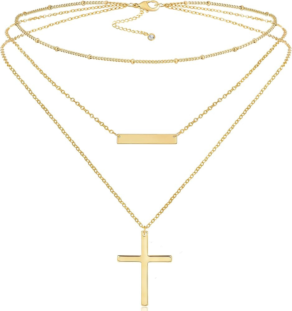 Fiusem Gold Layered Necklaces for Women, Dainty 14K Gold Plated Pendant Necklace and Choker Neckl... | Amazon (US)