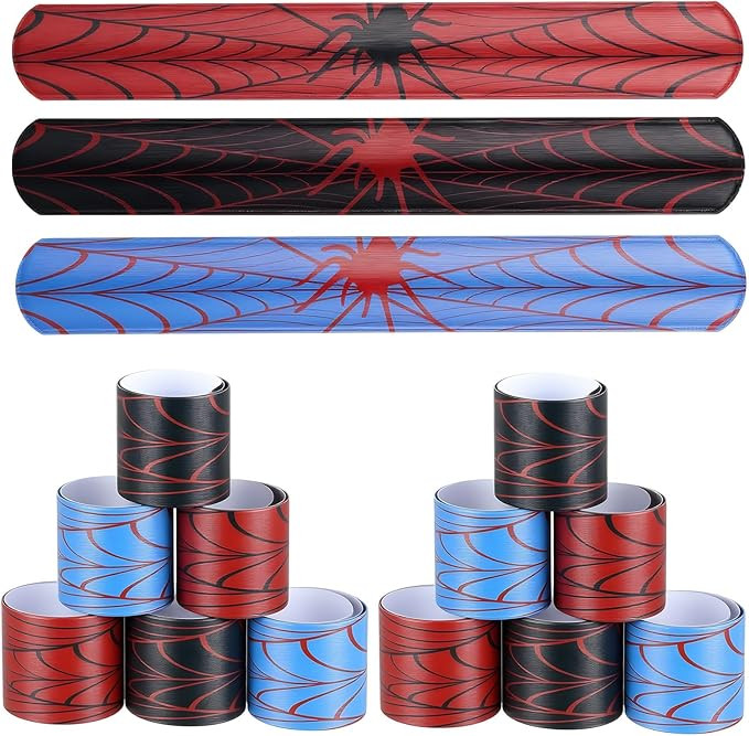 Hiboom 100 Pcs Spider Slap Bracelets Bulk 3 Styles Bracelets Wristbands Spider Party Favors for H... | Amazon (US)