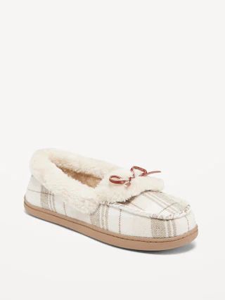 Faux-Fur Trim Moccasin Slippers for Women | Old Navy (US)