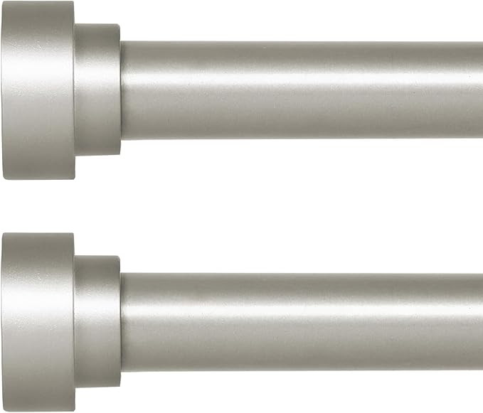 HEI! DEAR 2 Pack Silver Curtain Rods 18 to 60 Inch(1.5-5ft),1 Inch Heavy Duty Curtain Rods,Adjust... | Amazon (US)