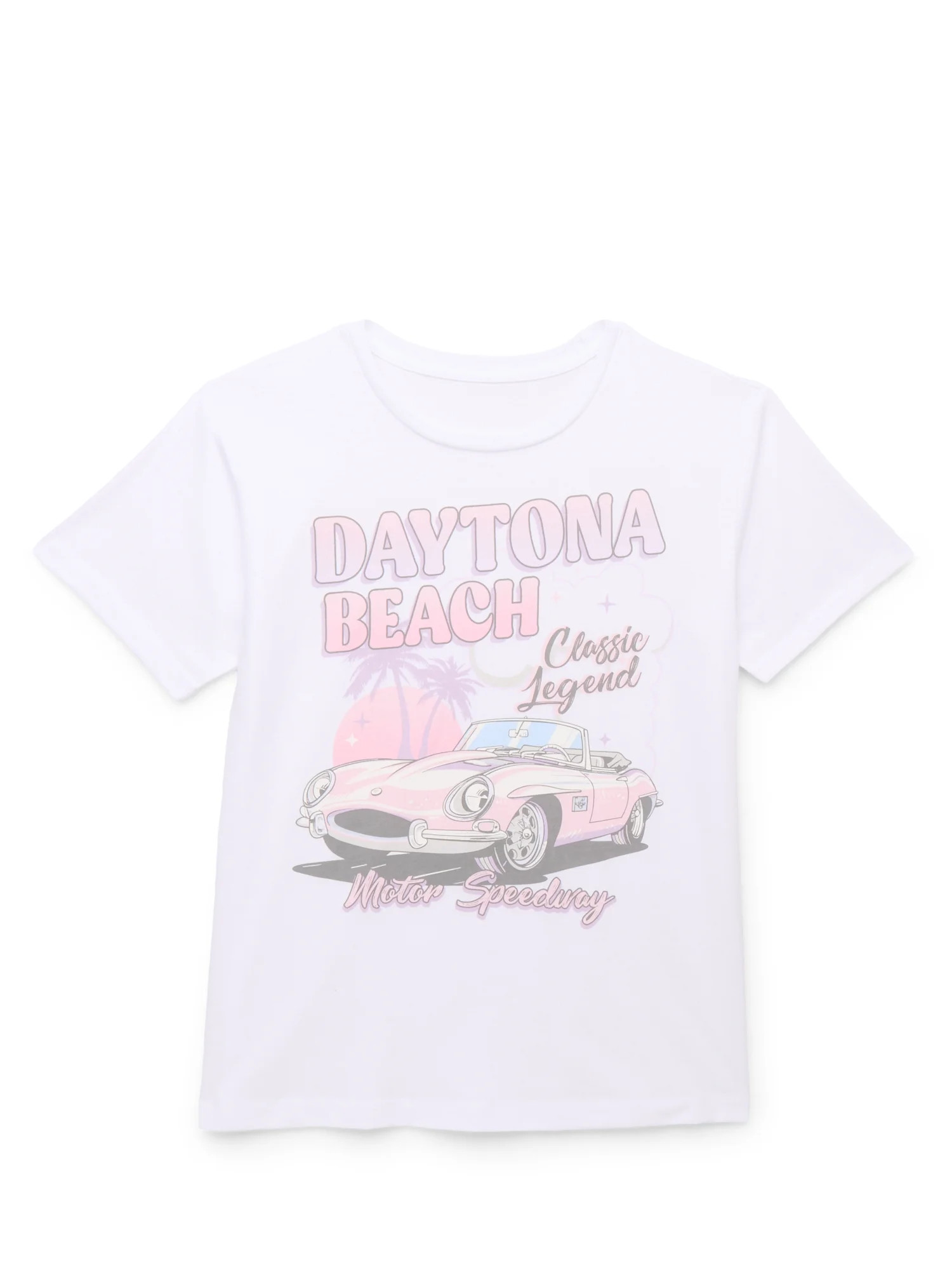 Wonder Nation Girls Daytona Beach Short Sleeve Graphic T-Shirt, Sizes 4-18 | Walmart (US)