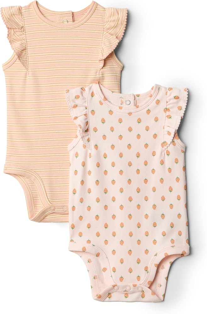 Amazon Essentials x Sofia Grainge Baby Girls' Cotton Ruffle Sleeve Bodysuit with Embroidered Deta... | Amazon (US)