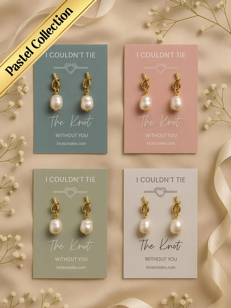 Bridesmaid Proposal Earrings: Knot or Pearl Bridal Party Gift - Etsy | Etsy (US)