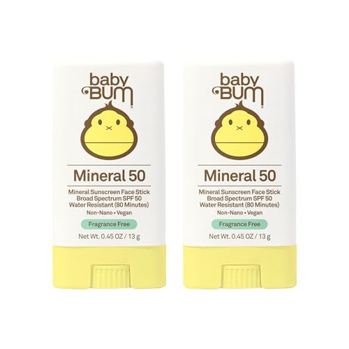 Baby Bum Mineral Sunscreen Face Stick - SPF 50 - UVA,UVB Face and Body Protection - Fragrance Free Safe for Sensitive Skin- Travel Size 0.45 Ounce (Pack of 2) | Amazon (US)