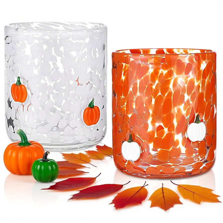 2 Pcs Halloween Icon Juice Glasses, 14oz Icon Stemless Drinking Pumpkin Glasses Set, Halloween Gl... | Amazon (US)