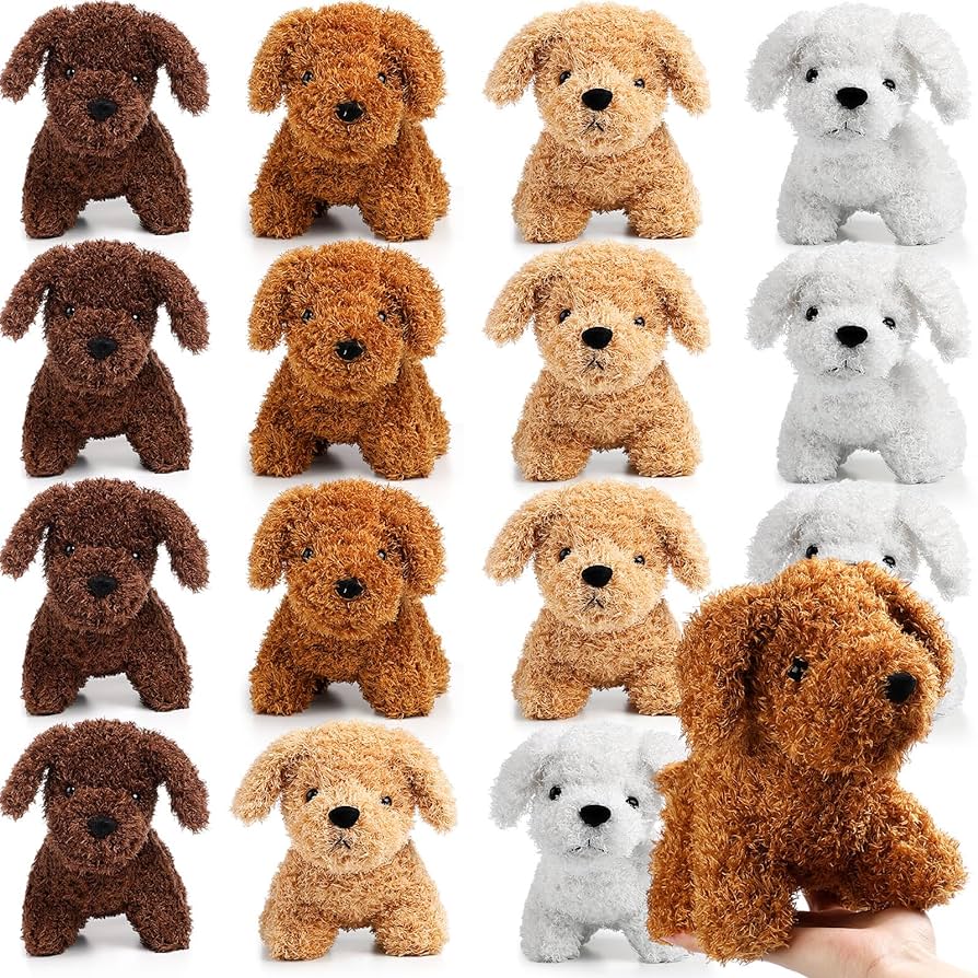 Syhood 16 Pcs Large Plush Dogs, 7.87 Inches Cute Stuffed Animal Gifts 4 Colors Soft Curly Puppy T... | Amazon (US)