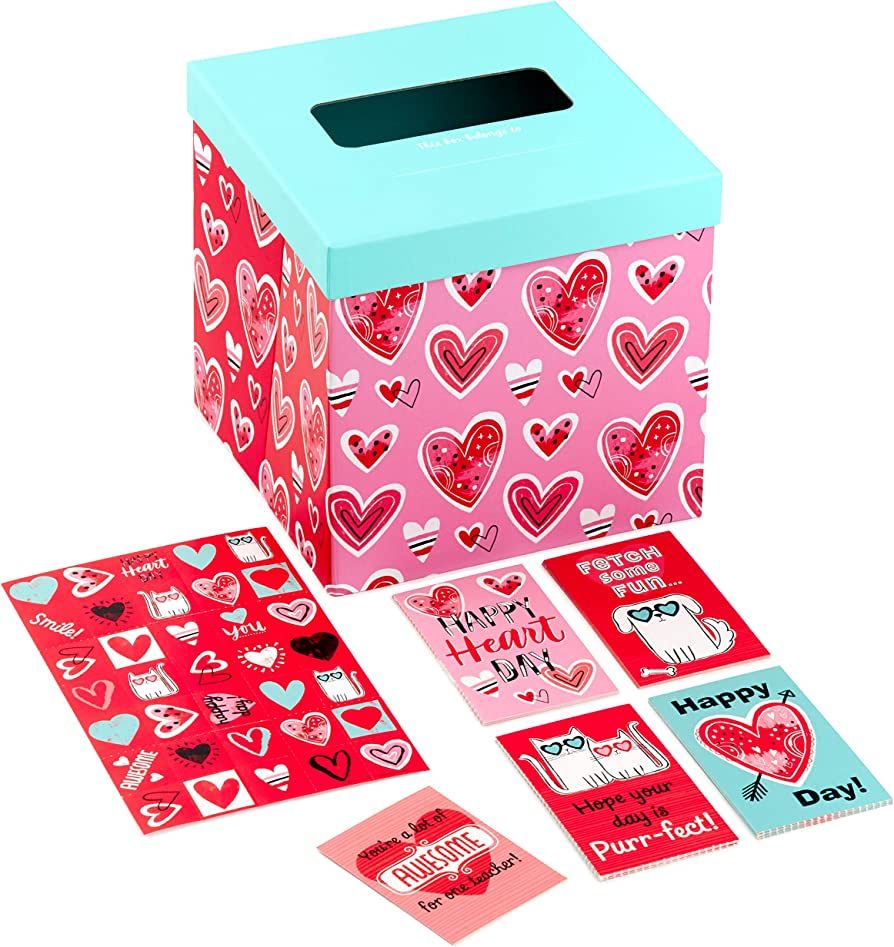 Hallmark Valentines Day Cards for Kids and Mailbox for Classroom Exchange, Doodle Hearts (1 Box, ... | Amazon (US)