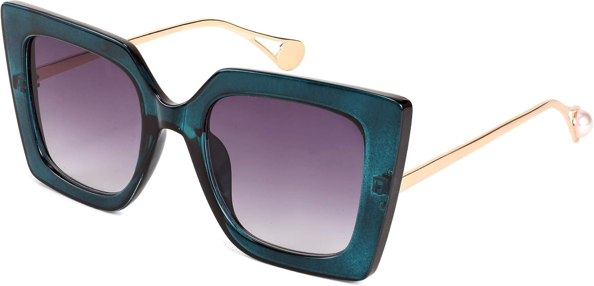 FEISEDY Oversized Square Pearl Inlay Arm Cat Eye Fashion Sunglasses for Women B2625 | Amazon (US)