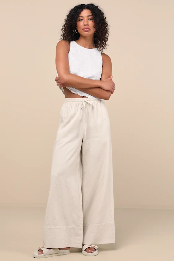 Brisa Beige Cuffed Wide-Leg Pants | Lulus
