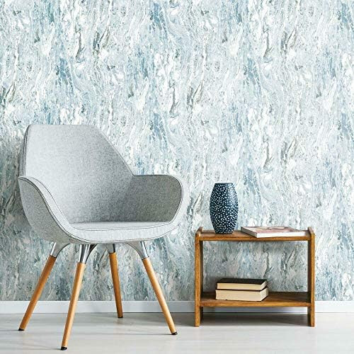 RoomMates RMK11279WP Marble Seas Metallic Blue Peel and Stick Wallpaper | Amazon (US)