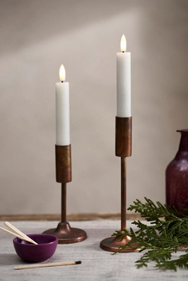 Flameless Short Pillar Candles, Set of 2 | Terrain