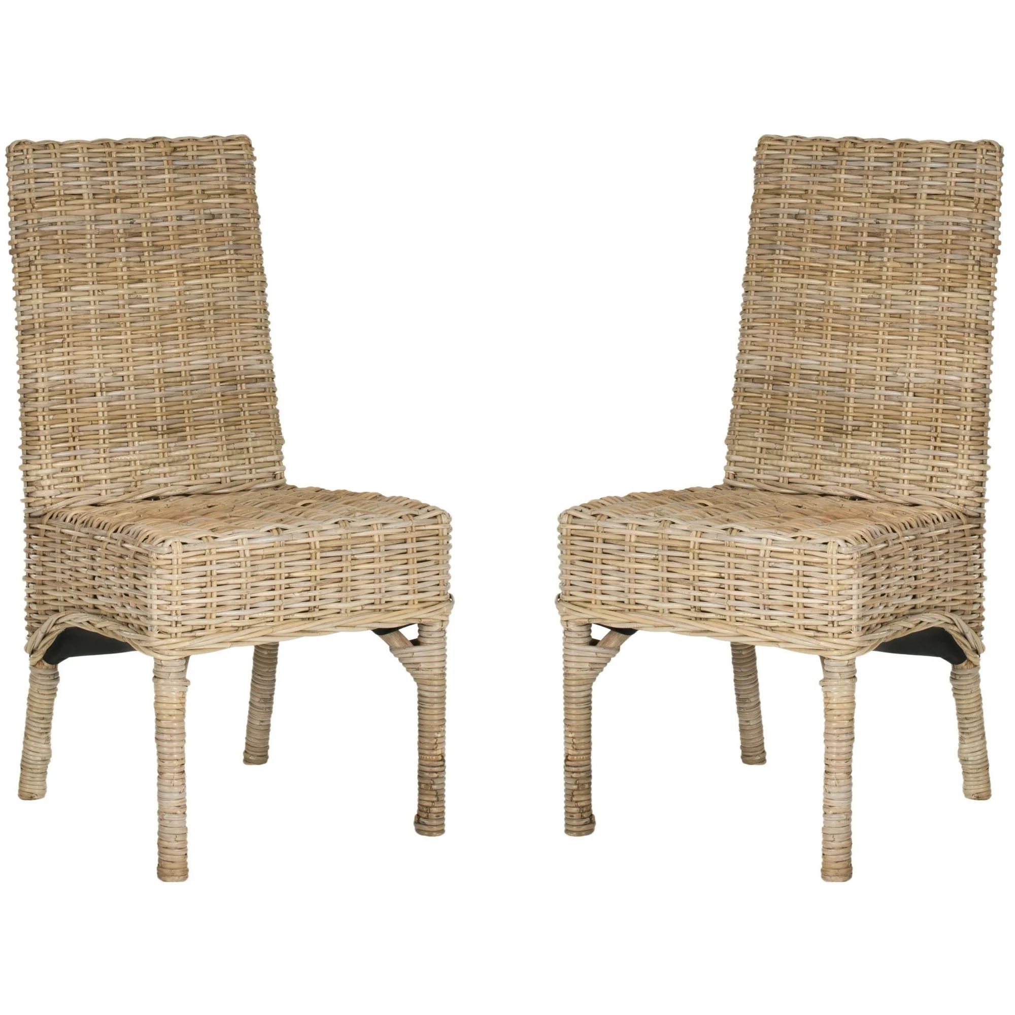 SAFAVIEH Beacon Bohemian Rattan Solid Dining Parsons Chair, Natural (Set of 2) | Walmart (US)