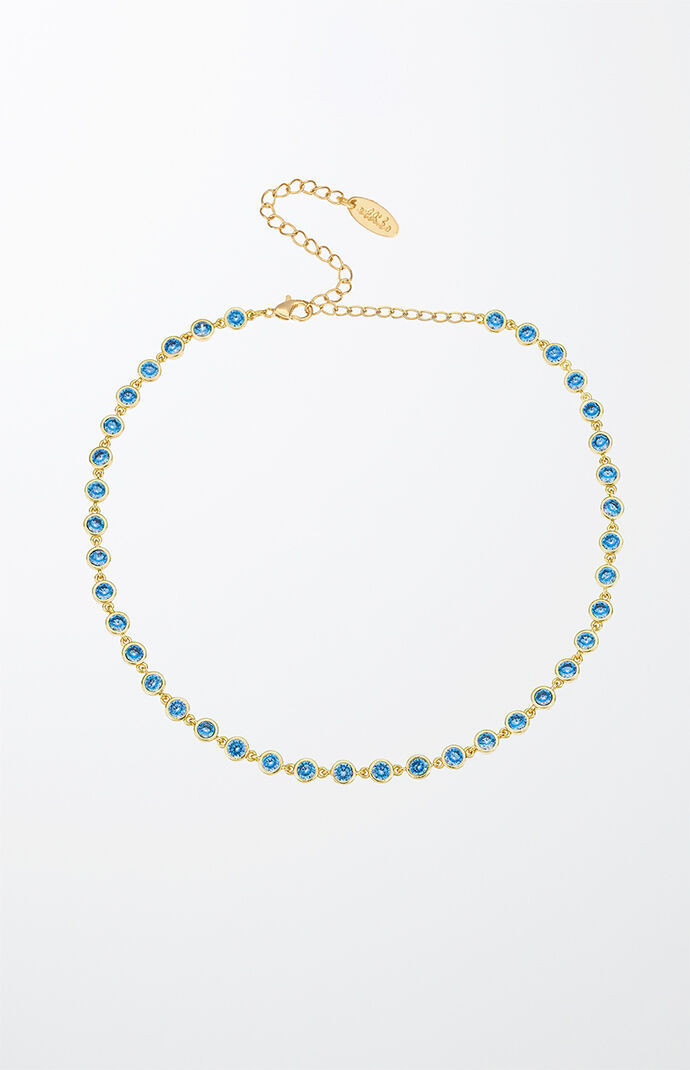 Ettika Crystal Disc Necklace in Blue | PacSun