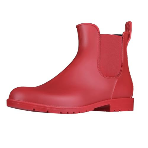Asgard Women's Ankle Rain Boots Waterproof Chelsea Boots, Red 39 (Size 8.5) | Amazon (US)