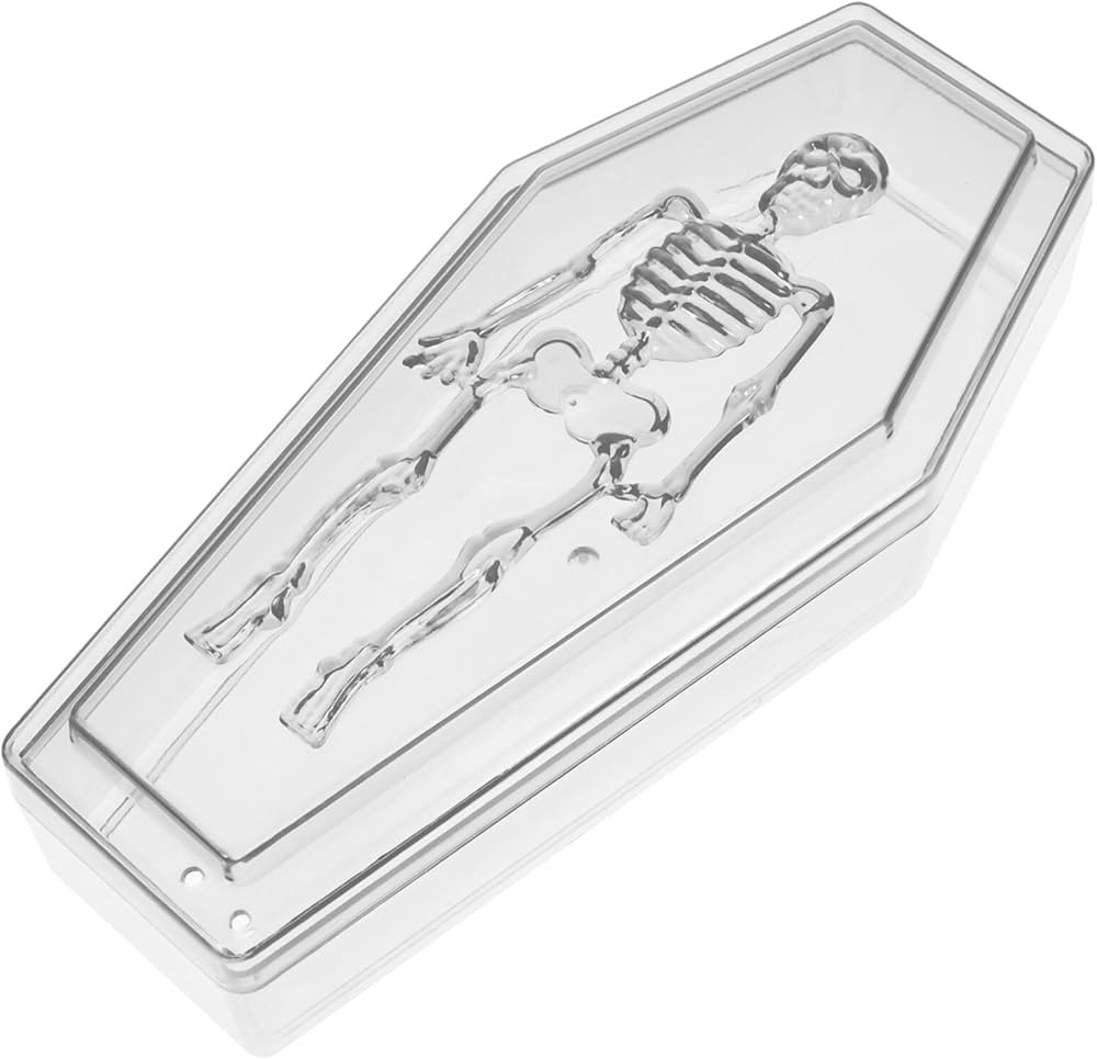 HOLIDYOYO Desk Top Decor Halloween Coffin Box with Skeleton Lid Clear Treat Gift Box Holders Plas... | Amazon (US)