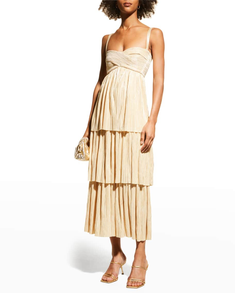 Sabina Musayev Andromeda Sweetheart Tiered Lace-Up Maxi Dress | Neiman Marcus