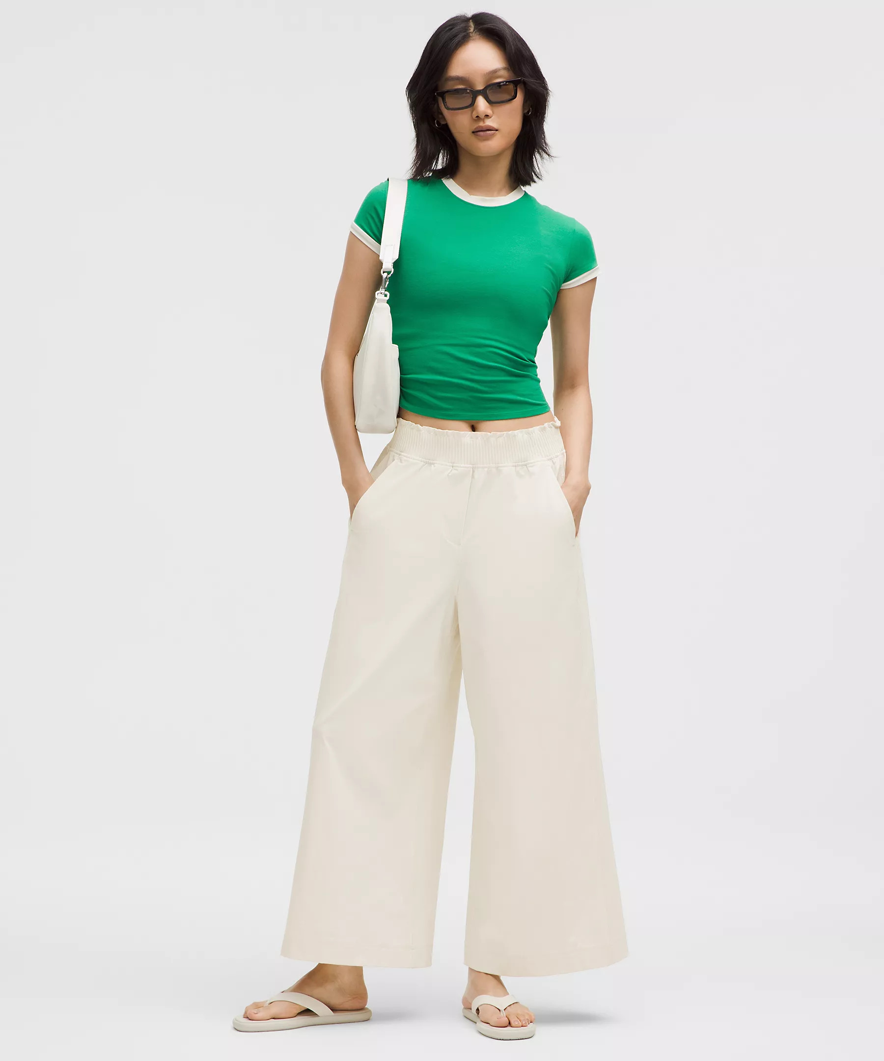 Stretch Woven Ruffle-Waist Wide-Leg Cropped Pant | Lululemon (US)