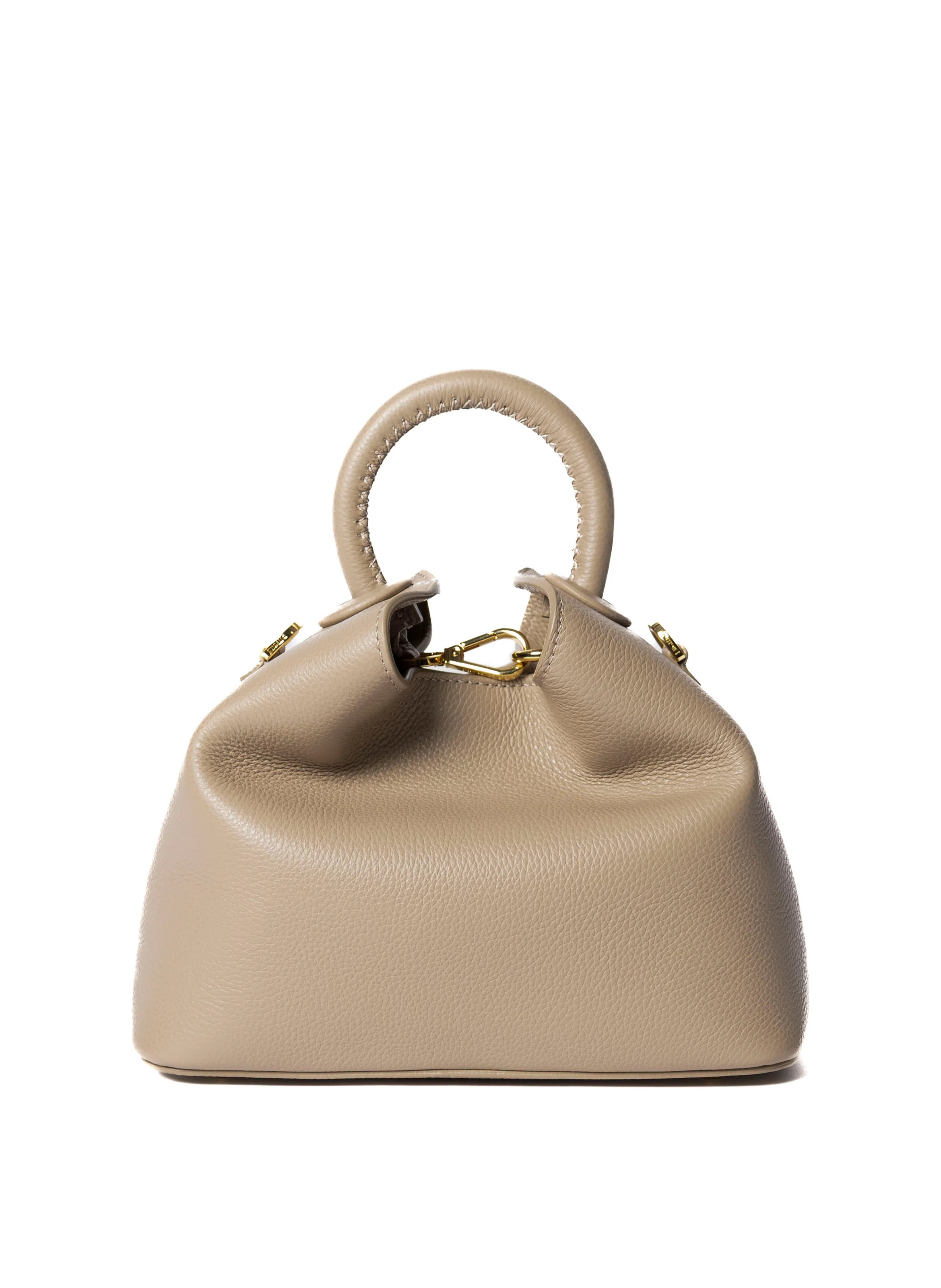 Baozi Pebbled Leather Taupe - Leather Handbags for Women - Elleme | Elleme