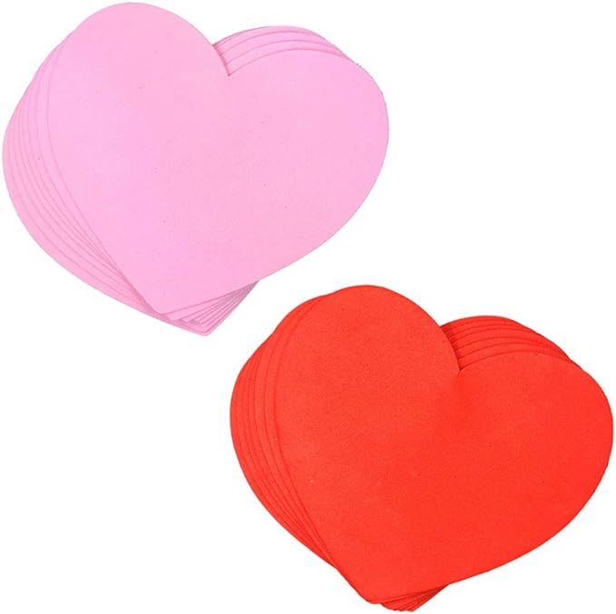 XO Valentine's Day Matte Foam Heart Shapes - Assorted Colors of Pink and Red - Cut Outs for DIY A... | Amazon (US)