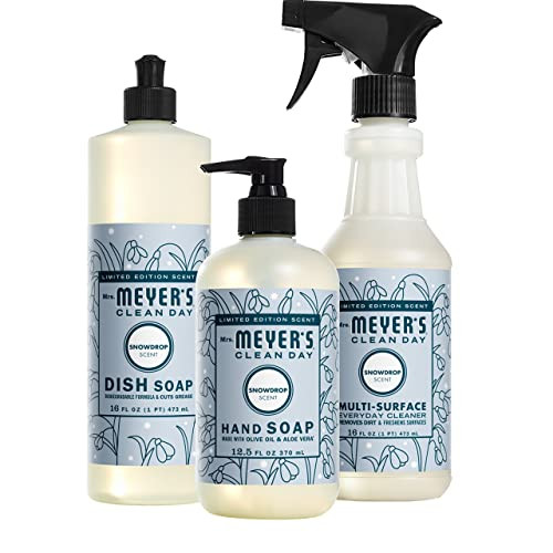 Mrs. MEYER'S Kitchen Set, Dish Soap, Hand Soap, and Multi-Surface Cleaner, 3 CT (Snowdrop) | Amazon (US)