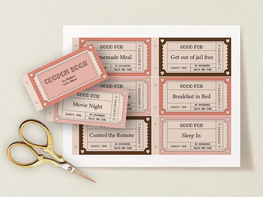 Customizable Love Coupon Book  Printable Coupon Book - Etsy | Etsy (US)