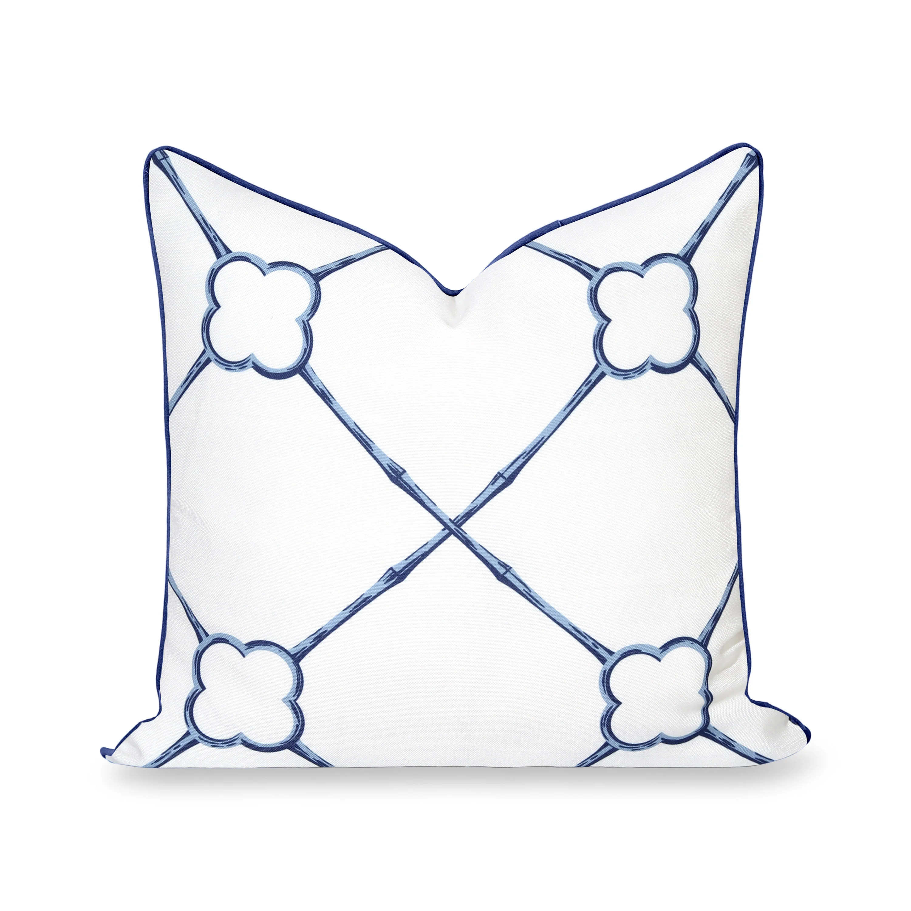 Bambury, Indoor/Outdoor Navy Azure Blue Throw Pillow Cover, with Piping, 22 | Hofdeco