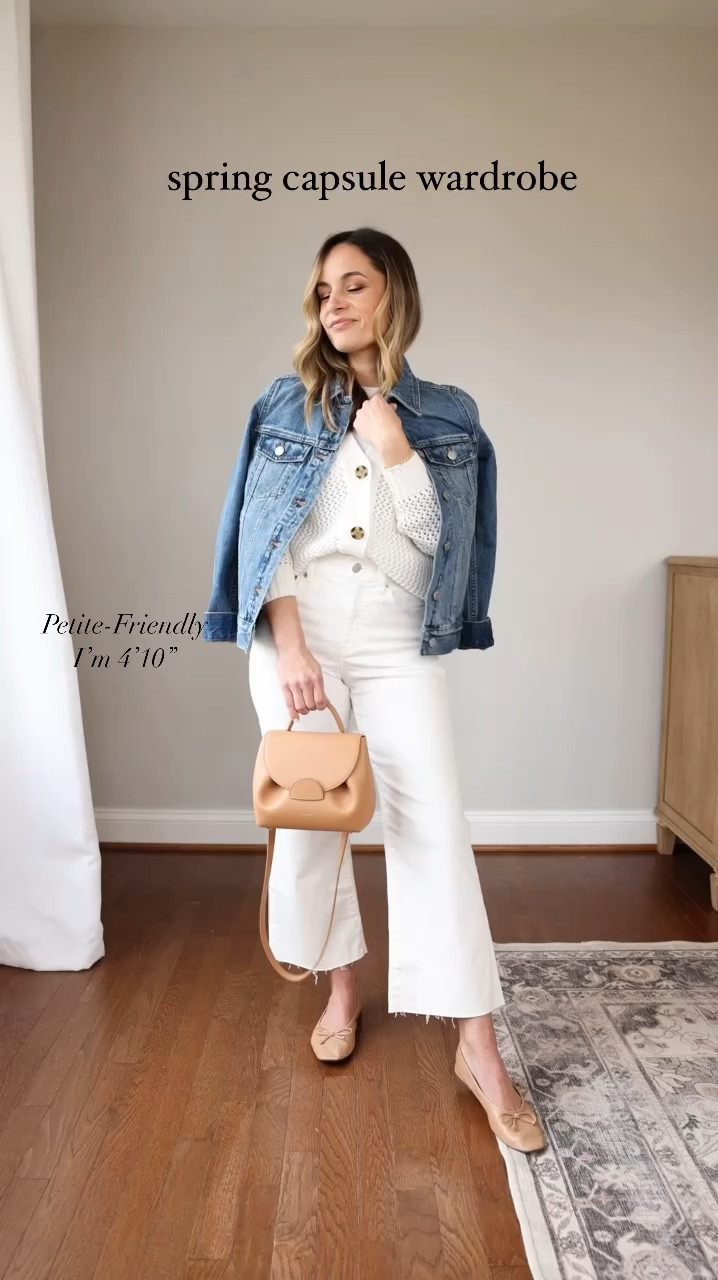 Spring capsule wardrobe 
 
Anthropologie Peplum top: petite xs 
J.crew Linen top: petite xxs 
Gap crochet sweater: petite xs 
Madewell top: xxs 
J.crew striped top: xxs 
Abercrombie crochet top: xxs 
Abercrombie sleeveless top: xxs 
Madewell denim jacket: regular xxs 
J.crew trench coat: petite 00 
AYR jeans: 24 in 25” length 
J.crew white jeans: petite 24 
Abercrombie mid rise jeans: 24 extra short (alternate option) 
J.crew shorts: 24
J.crew pull on shorts: xxs (run large, go down a size) 

My measurements for reference: 4’10” 105lbs bust, waist, hips 32”, 24”, 35” size 5 shoe 

#LTKSeasonal #LTKstyletip