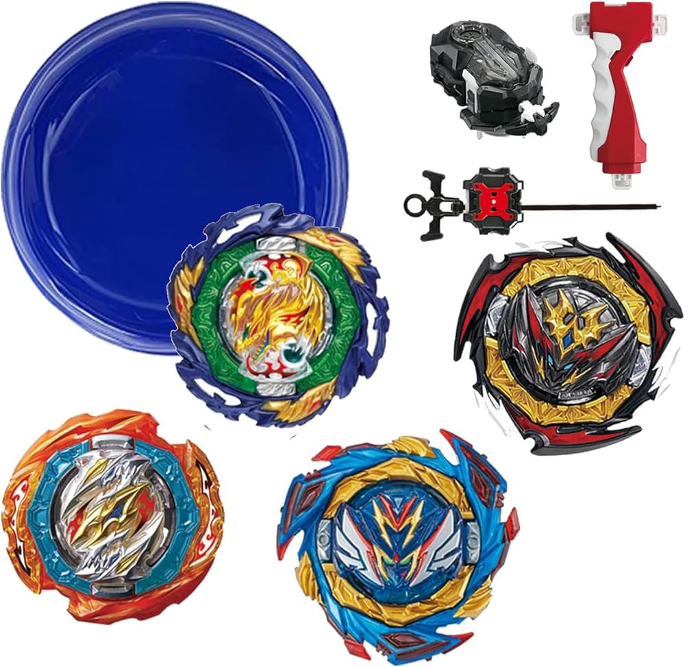 Battling Tops Burst Toy Game 4 Set Spinning Tops 2 Launchers Battle Battling Tops Set Great Birth... | Amazon (US)