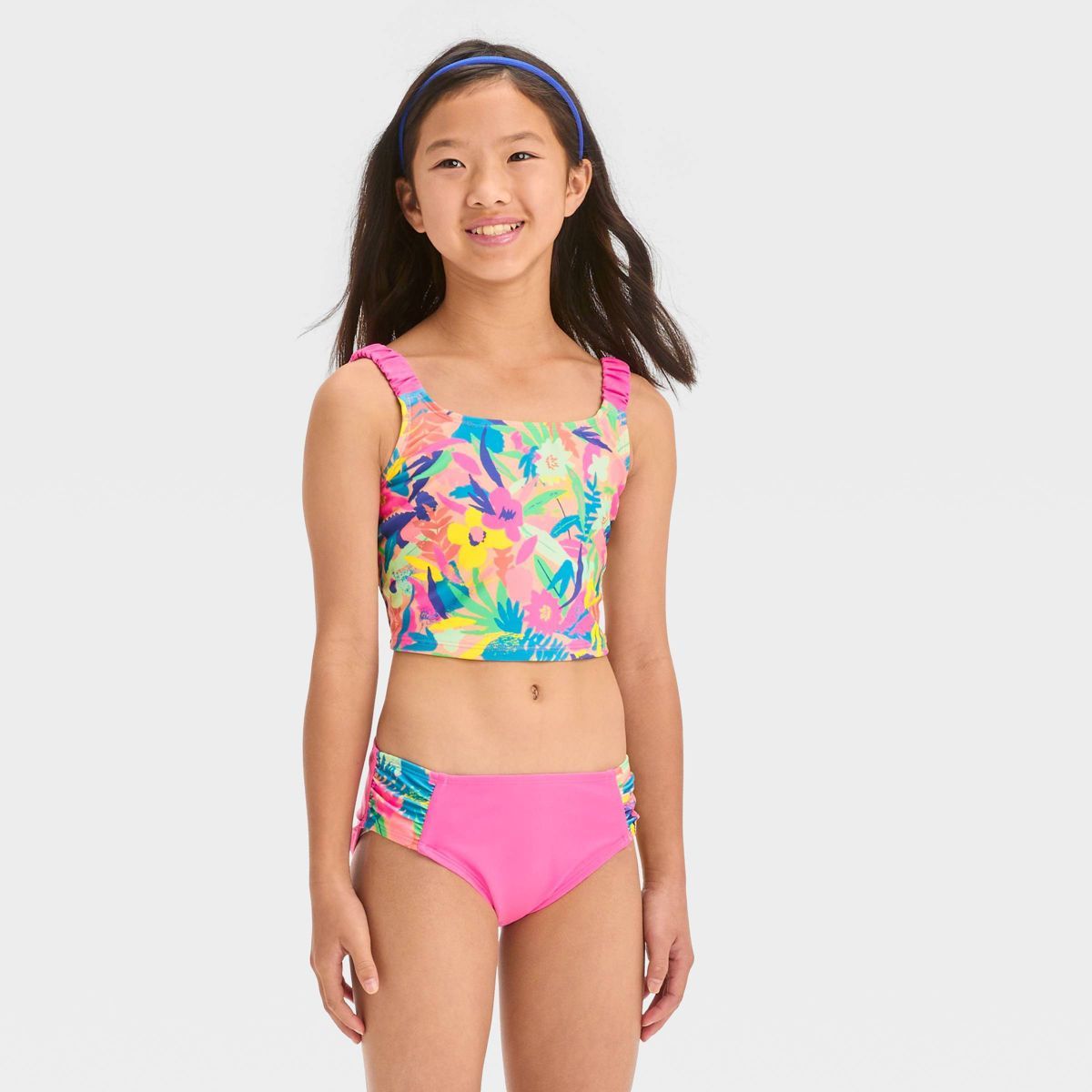 Girls' 'Shore Garden' Floral Printed Midkini Set - Cat & Jack™ Pink | Target
