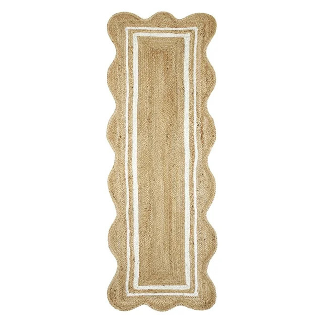 My Texas House Natural/White Scallop Jute with Border Rug Runner, 2' x 7' | Walmart (US)