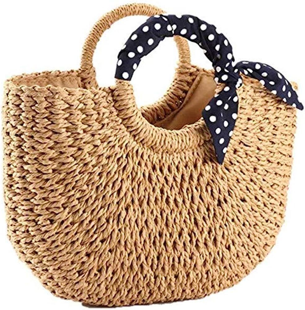 YOUNG-X Straw totes for women,Hobo Bag Mini Tote Vintage Rattan Handmade handbag Summer beach pur... | Amazon (US)